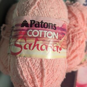 🧶 Patons Cotton Blend Sahara Yarn Petal Pink 4.4 oz Canada  3 Skeins Vintage